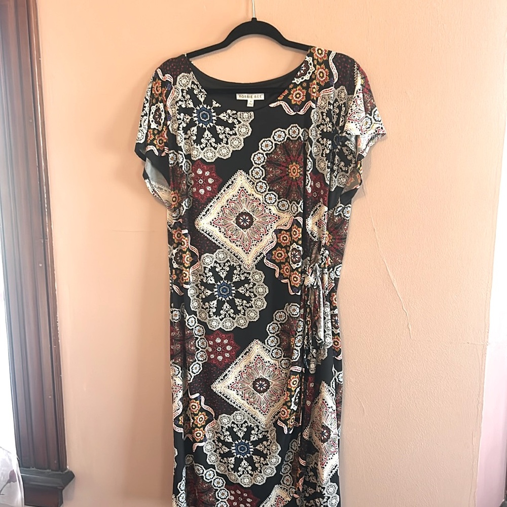 Women’s dress black with geometric print